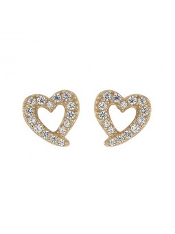 Boucles D'Oreilles Curs, Oxyde, Or Jaune 9K 1010381 - Marque Collection Elsass Bijouterie    Oxyde De Zirconium