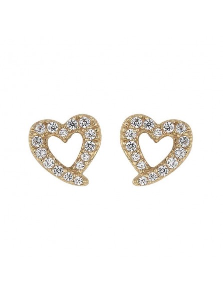 Boucles D'Oreilles Curs, Oxyde, Or Jaune 9K 1010381 - Marque Collection Elsass Bijouterie    Oxyde De Zirconium