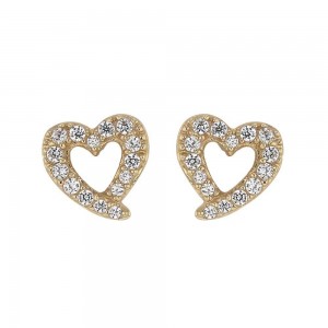 Boucles D'Oreilles Curs, Oxyde, Or Jaune 9K 1010381 - Marque Collection Elsass Bijouterie    Oxyde De Zirconium