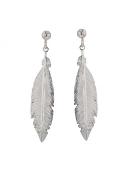 Boucles D'Oreilles Boucles D'Oreilles Plumes, Argent Rhodie 925 1010390 - Marque Collection Elsass Bijouterie   - Couleur Blanc