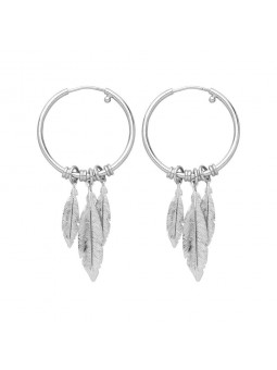 Boucles D'Oreilles Boucles D'Oreilles Créoles Plumes En Argent 1010393 - Marque Collection Elsass Bijouterie   - Couleur Blanc