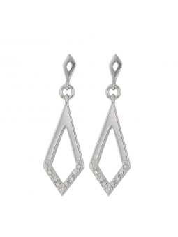 Boucles D'Oreilles Fantaisie, Diamant 0,012 Ct, Or Blanc 9K 1010396 - Marque Collection Elsass Bijouterie