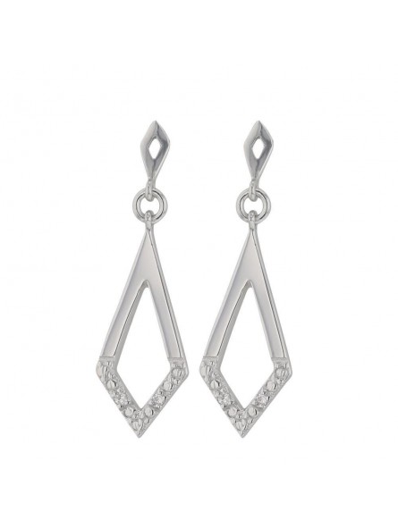 Boucles D'Oreilles Fantaisie, Diamant 0,012 Ct, Or Blanc 9K 1010396 - Marque Collection Elsass Bijouterie