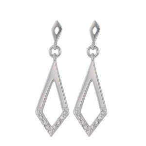 Boucles D'Oreilles Fantaisie, Diamant 0,012 Ct, Or Blanc 9K 1010396 - Marque Collection Elsass Bijouterie