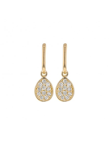 Boucles D'Oreilles Fantaisie, Oxyde, Or Jaune 9K 1010400 - Marque Collection Elsass Bijouterie    Oxyde De Zirconium