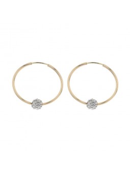 Boucles D'Oreilles Creoles Fantaisie, Cristaux, Or Jaune 9K 1010410 - Marque Collection Elsass Bijouterie    Cristaux Swarovski