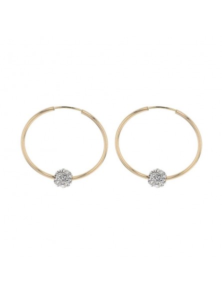 Boucles D'Oreilles Creoles Fantaisie, Cristaux, Or Jaune 9K 1010410 - Marque Collection Elsass Bijouterie    Cristaux Swarovski