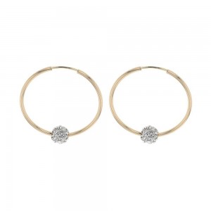 Boucles D'Oreilles Creoles Fantaisie, Cristaux, Or Jaune 9K 1010410 - Marque Collection Elsass Bijouterie    Cristaux Swarovski
