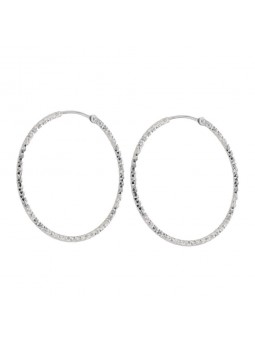 Boucles D'Oreilles Creoles Fantaisie, 30 Mm, Argent Rhodie 925 1010415 - Marque Collection Elsass Bijouterie   - Couleur Blanc