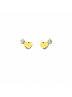 Boucles D'Oreilles Curs, Oxyde , Or Jaune 9K 1010484 - Marque Collection Elsass Bijouterie    Oxyde De Zirconium