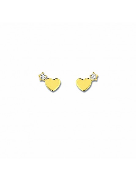 Boucles D'Oreilles Curs, Oxyde , Or Jaune 9K 1010484 - Marque Collection Elsass Bijouterie    Oxyde De Zirconium