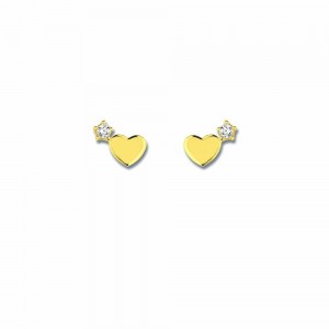 Boucles D'Oreilles Curs, Oxyde , Or Jaune 9K 1010484 - Marque Collection Elsass Bijouterie    Oxyde De Zirconium