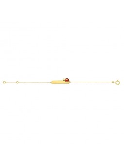 Bracelet Identite Coccinelle 14 Cm , Email , Or Jaune 9K 1010488 - Marque Collection Elsass Bijouterie