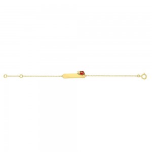 Bracelet Identite Coccinelle 14 Cm , Email , Or Jaune 9K 1010488 - Marque Collection Elsass Bijouterie