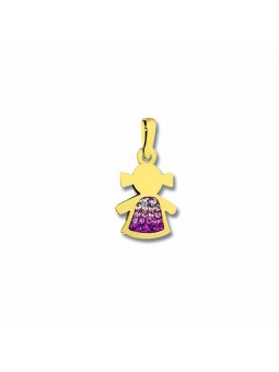 Pendentif Pendentif Fillette, Cristaux , Or Jaune 9K 1010494 - Marque Collection Elsass Bijouterie    Cristaux Swarovski