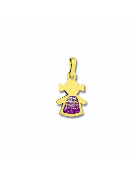 Pendentif Pendentif Fillette, Cristaux , Or Jaune 9K 1010494 - Marque Collection Elsass Bijouterie    Cristaux Swarovski
