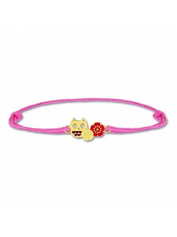 Bracelet Cordon Chouette 16 Cm , Email , Or Jaune 9K 1010499 - Marque Collection Elsass Bijouterie