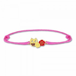 Bracelet Cordon Chouette 16 Cm , Email , Or Jaune 9K 1010499 - Marque Collection Elsass Bijouterie