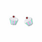 Boucles D'Oreilles Cupcake, Email , Argent Rhodié 925 1010506 - Marque Collection Elsass Bijouterie   - Couleur Blanc
