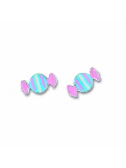 Boucles D'Oreilles Bonbon, Email , Argent Rhodié 925 1010507 - Marque Collection Elsass Bijouterie   - Couleur Blanc