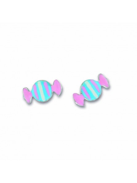 Boucles D'Oreilles Bonbon, Email , Argent Rhodié 925 1010507 - Marque Collection Elsass Bijouterie   - Couleur Blanc
