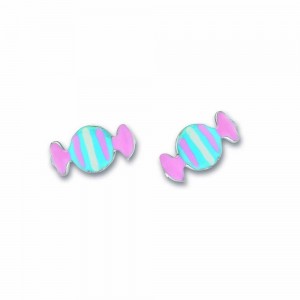 Boucles D'Oreilles Bonbon, Email , Argent Rhodié 925 1010507 - Marque Collection Elsass Bijouterie   - Couleur Blanc