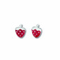Boucles D'Oreilles Fraises, Email , Argent Rhodié 925 1010508 - Marque Collection Elsass Bijouterie   - Couleur Blanc
