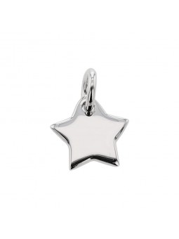 Pendentif Médaille Etoile , Argent Rhodié 925 1010545 - Marque Collection Elsass Bijouterie   - Couleur Blanc