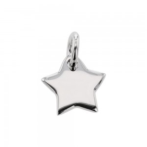 Pendentif Médaille Etoile , Argent Rhodié 925 1010545 - Marque Collection Elsass Bijouterie   - Couleur Blanc