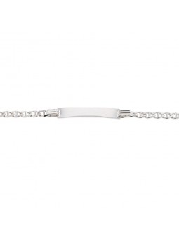 Bracelet Identite Plaque Rectangle Maille Marine Argent Rhod 1010568 - Marque Collection Elsass Bijouterie   - Couleur Blanc