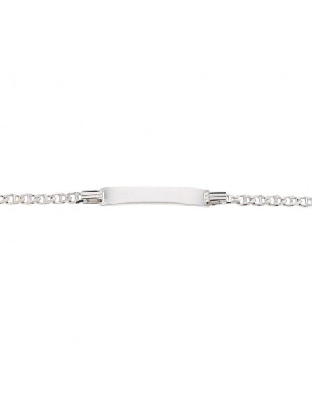Bracelet Identite Plaque Rectangle Maille Marine Argent Rhod 1010568 - Marque Collection Elsass Bijouterie   - Couleur Blanc