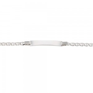 Bracelet Identite Plaque Rectangle Maille Marine Argent Rhod 1010568 - Marque Collection Elsass Bijouterie   - Couleur Blanc