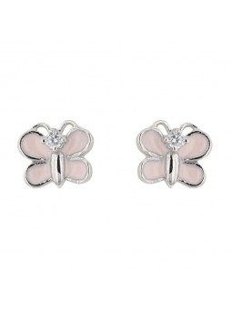 Boucles D'Oreilles Papillons Argent Rhodie 925 1010578 - Marque Collection Elsass Bijouterie   - Couleur Blanc