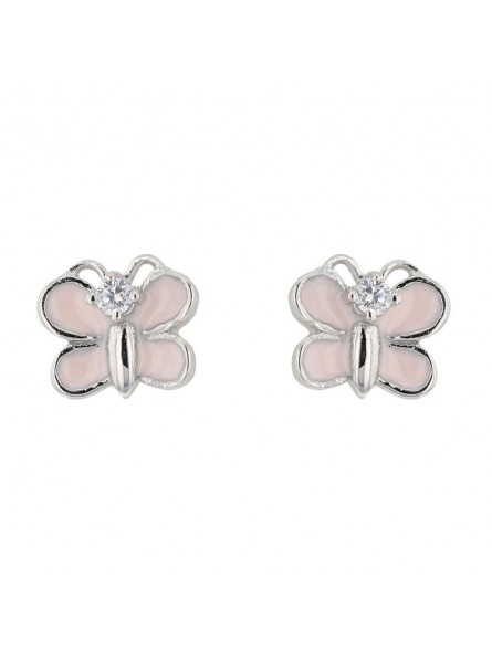 Boucles D'Oreilles Papillons Argent Rhodie 925 1010578 - Marque Collection Elsass Bijouterie   - Couleur Blanc