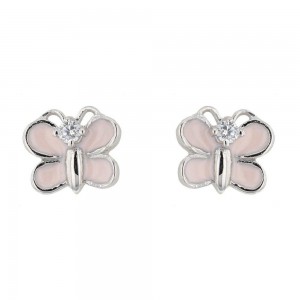 Boucles D'Oreilles Papillons Argent Rhodie 925 1010578 - Marque Collection Elsass Bijouterie   - Couleur Blanc