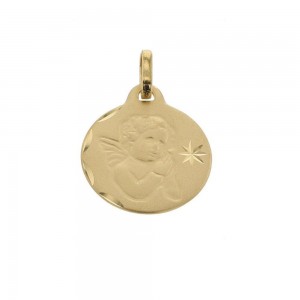 Pendentif Medaille Ange Or Jaune 9K 1010582 - Marque Collection Elsass Bijouterie