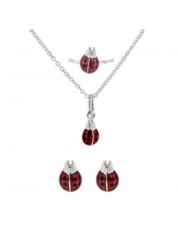 Parure Coccinelle Argent Rhodie 925  38 Cm
