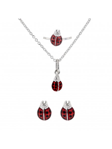 Parure Coccinelle Argent Rhodie 925  38 Cm