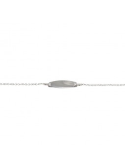 Bracelet Identite Plaque Ovale 14 Cm Or Blanc 9K 1010993 - Marque Collection Elsass Bijouterie