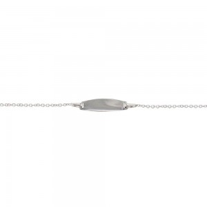 Bracelet Identite Plaque Ovale 14 Cm Or Blanc 9K 1010993 - Marque Collection Elsass Bijouterie