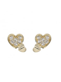 Boucles D'Oreilles Curs Oxyde Or Jaune 9K 1011005 - Marque Collection Elsass Bijouterie    Oxyde De Zirconium