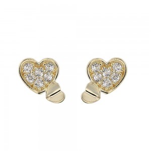 Boucles D'Oreilles Curs Oxyde Or Jaune 9K 1011005 - Marque Collection Elsass Bijouterie    Oxyde De Zirconium