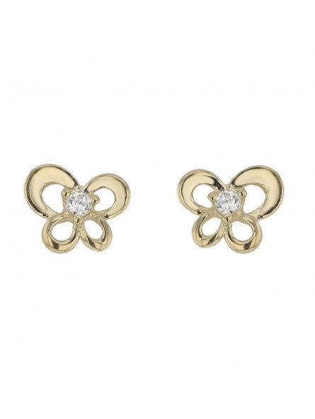 Boucles D'Oreilles Papillons Oxyde Or Jaune 9K 1011006 - Marque Collection Elsass Bijouterie    Oxyde De Zirconium