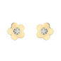 Boucles D'Oreilles Fleurs Oxyde Or Jaune 9K 1011008 - Marque Collection Elsass Bijouterie    Oxyde De Zirconium