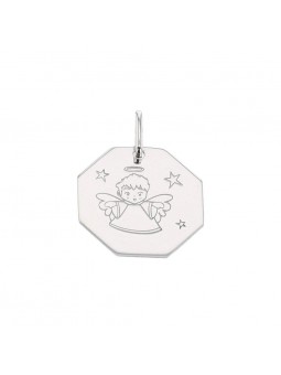 Medaille Ange Fantaisie Or Blanc 9K