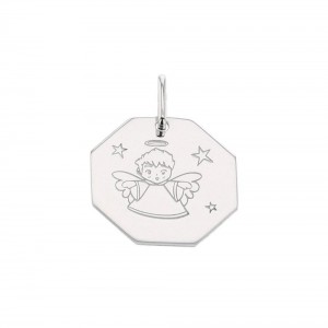 Medaille Ange Fantaisie Or Blanc 9K