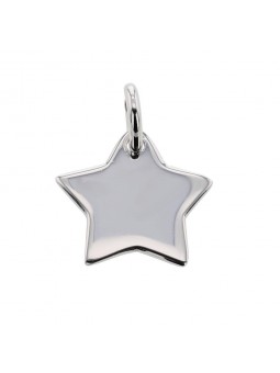 Medaille Etoile Gravee Argent Rhodie 925