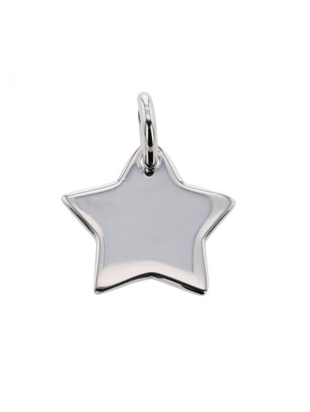 Médaille Etoile Gravee Argent Rhodie 925