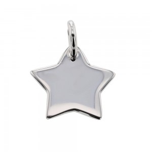 Medaille Etoile Gravee Argent Rhodie 925