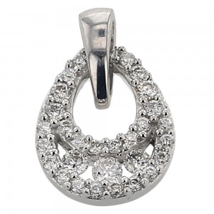 Pendentif Diamants 0.12 Ct Or Gris 9K